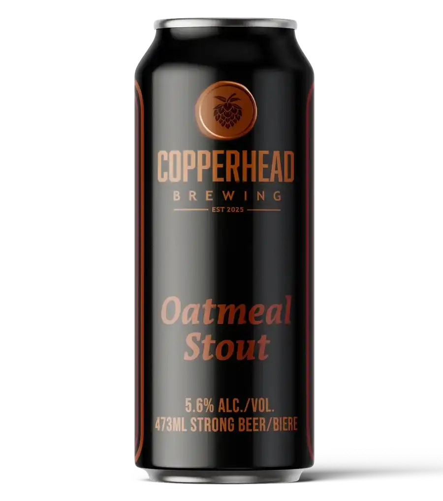 Oatmeal Stout - smooth dark craft beer made in Regina, Saskatchewan by Copperhead Brewing Co., available through our retail distribution program