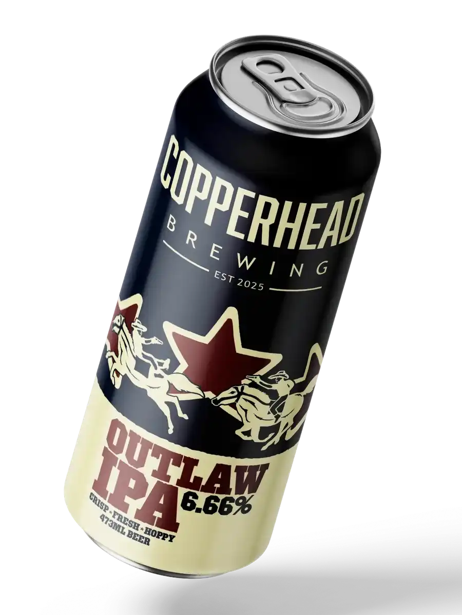 Outlaw IPA - bold hoppy craft IPA from Copperhead Brewing Co. in Regina SK, carried at local stores across Saskatchewan